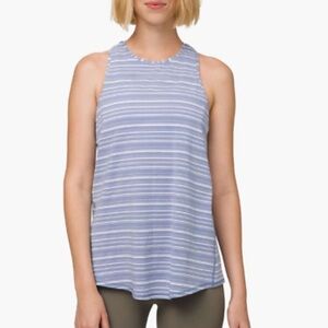 lululemon athletica Blue and White Tie Front Tank Top